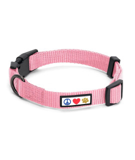 Pawtitas Dog collar for Medium Dogs Training Puppy collar with Solid - M -Pink cherry Blossom