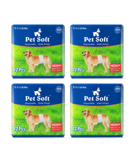 Pet Soft Disposable Male Dog Wraps - Dog Diapers for Male Dogs, Puppy Diapers 48pcs Medium