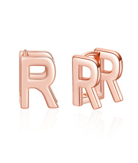 Initial Stud Earrings For Women Rose Gold Plated Letter R Earrings Valentines Day Jewelry Gifts