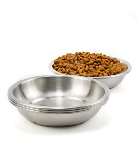 BiteKing Stainless Steel cat Bowls, Whisker Fatigue Relief cat Food Dish, Metal Shallow Wide Large Replacement Plate for Dog and Pet, Ideal for Raised Elevated Pet Feeding Station Stand