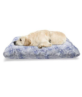 Lunarable Abstract Pet Bed Repetitive Modernistic Curved Lines Mesh Monotone Geometric Illustration Chew Resistant Pad For Dogs And Cats Cushion With Removable Cover 24 X 39 Violet Blue White