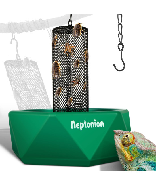 NEPTONION Hookable Chameleon Feeding Bowl, Professional Live Worm Organizer with Column for Prey to Climb and Move, Suitable for Lizard, Bearded Dragon, Iguana, Gecko, Toad, Frog