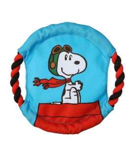 Peanuts for Pets Flying Ace Snoopy Rope Frisbee Dog Toy | Officially Licensed Dog Rope Toy Frisbee | Blue Dog Frisbee Rope Dog Toy with Snoopy Flying Ace Design, one Size (FF13354)