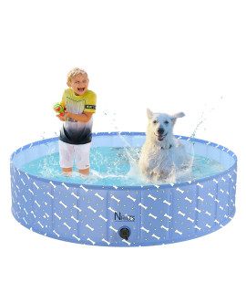 NHILES Portable Pet Dog Pool, 63" Collapsible Bathing Tub, Indoor & Outdoor Foldable Leakproof Cat Dog Pet SPA for Dogs and Cats