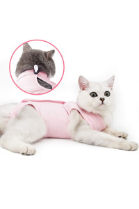 LIANZIMAU Cat Surgery Recovery Suit for Surgical Abdominal Wounds Home Indoor Pet Clothing E-Collar Alternative for Cats After Surgery Pajama Suit