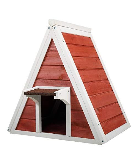 N/A+ GMHAHA Triangle Cat House Waterproof Pet Condo with Escape Door Indoor and Outdoor for All Cats (Red+ White)