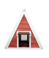 N/A+ GMHAHA Triangle Cat House Waterproof Pet Condo with Escape Door Indoor and Outdoor for All Cats (Red+ White)