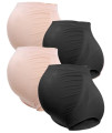Rnxrbb Plus Size Maternity Underwear Over Bump Seamless Support Maternity Panties clothes High Waisted 4 Pack,2 black 2 beige 3XL