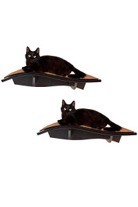 Arf Pets Cat Perch, Wall-Mounted Wooden Shelf for Your Pet, Attractive Curved Wood Ledge Encourages Natural Activity & Fun Exercise for Your Kitty,Sturdy Feline Furniture, Holds Up to 44 Lbs. 2 Pack