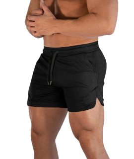 Flyfirefly Mens Gym Workout Shorts Running Lightweight Athletic Short Pants Bodybuilding Training Black