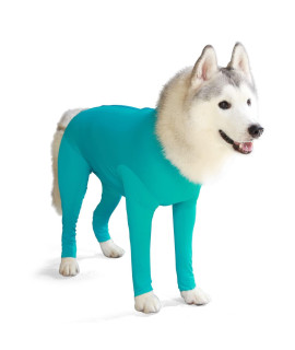 Due Felice Dog Onesie Surgical Recovery Suit for After Surgery Pet Anti Shedding Bodysuit Long Sleeve Anxiety Shirt for Female Male Dog Blue/XS