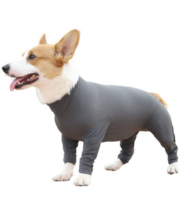 Due Felice Dog Onesie Surgical Recovery Suit for After Surgery Pet Anti Shedding Bodysuit Long Sleeve Anxiety Shirt for Female Male Dog Gray/L