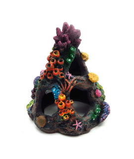 Aihotim coral Aquarium Reef Decoration - Resin Fish Tank Mountain cave Ornaments Betta Fish Sleep Rest House Hide Play BreedA