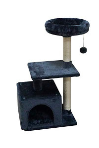 KIYUMI US03 DGCat Tree Cat Tower Sisal Scratching Posts Cat Condo Play House Hammock Jump Platform Cat Furniture Activity Center,Dark Grey