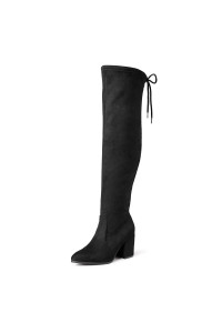 Dream Pairs Womens Black Thigh High Boots Over The Knee Stretch Suede Cute Block Heel Fashion Long Boots Size 8 M Us Gracie-2