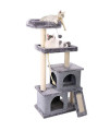 LOKOER Cat Tree, Multilevel and Luxury Cat Towers 50 Inches with 2 Condos, Spacious Perches, Scratching Post, Dangling Balls and Ramp