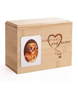Pet Photo Cremation Urns for Ashes,2x3?? Pet Memorial Wood Keepsake Urns for Ashes,Dog Urns for Ashes,Pet Cremation Box Brown-M