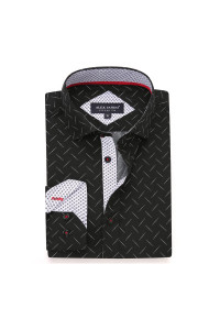 Alex Vando Mens Printed Dress Shirts Long Sleeve Regular Fit Button Down Shirt,Black7231,Xl