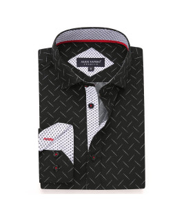 Alex Vando Mens Printed Dress Shirts Long Sleeve Regular Fit Button Down Shirt,Black7231,Xl