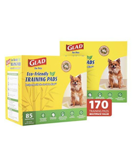 glad for Pets Earth Friendly Bamboo Training Pads, 170 Puppy Pads Total Eco Friendly Puppy Pads for All Dogs Super Absorbent Puppy Training Pads Deodorizing Dog Training Pads (85 ct 2 Pack)