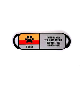 LYP Soundless Slide-on collar Dog ID Tag - Designer Deep Engraved Silicone - Engraving Will Last - Pet ID Tags, Dog Tags, cat Tags (Paw - Orange, Small)
