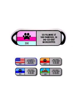 LYP Soundless Slide-On collar Dog ID Tag - Designer Deep Engraved Silicone - Engraving Will Last - Pet ID Tags, Dog Tags, cat Tags (Paw - Hot Pink, Medium)