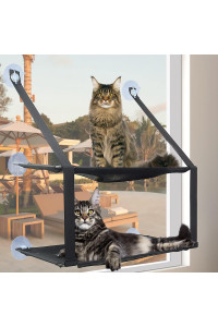 Cat Window Perch Cat Hammock Windows Seat Double for Large Cat Space Saving Window Mounted Cat Bed Durable Safety Cat Perch with 6 Suctions Cups Suit for Large and Small Cat Size