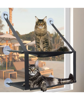 Cat Window Perch Cat Hammock Windows Seat Double for Large Cat Space Saving Window Mounted Cat Bed Durable Safety Cat Perch with 6 Suctions Cups Suit for Large and Small Cat Size