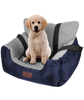 Fareyy Dog Car Seat For Small Dogs, Warm Soft Pet Car Seat Washable Dog Car Bed With Storage Pocket And Clip-On Safety Leash Portable Car Travel Carrier Booster Seats