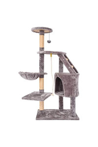 Fuggui 54" Cat Tree Towers with Scratching Posts, Cat Condo Perches House, Sisal Post, Stairs, Play Ball Rope, Hammock, Perfect Kitty Kitten Activity Center for Indoor Cats