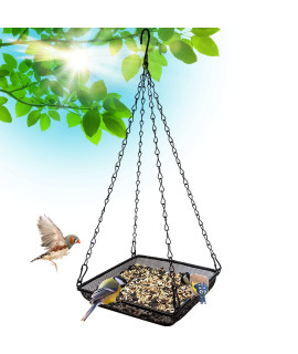 Hanging Bird Feeder Tray by gray Bunny, Square 7x7A Birdfeeder Tray, Steel Tray Bird Feeder for Outdoors Hanging with chains