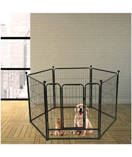ZIWEIXING Pet Dog Playpen Play Yard Foldable Portable Pet Puppy Cat Exercise Barrier Fence,Versatile Play Space, Indoor & Outdoor Play Space, Enclosed Space,Foldable Pet Playpen (Black)
