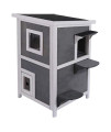 Pet House Dog Bed Cat House for Indoor Outdoor, Solid Wood 2-Floor Cat Condo Pet House Kitty Shelter With Stairs Window, Pet Cat Nest Tent for Kitty and Puppy or Dogs?US Fast Shipment? (20x20x32")