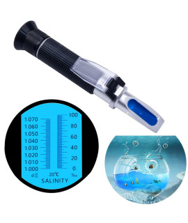 Hallocool Salinity Refractometer for Aquarium Seawater Marine Fishkeeping Saltwater Refractometer Dual Scale Specific gravity Salinity Tester 0-100A & 1000-1070 Salinity Hydrometer with ATc
