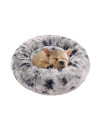 Dog Bed Cat Bed Donut 2in1, Pet Puppy Bed Calming Comfortable Soft Fur, Donut Cuddler Round Dog Cat Cushion Bed Small Medium Size, Machine Washable Removable Cover Non-Slip Bottom 24