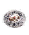 Dog Bed Cat Bed Donut 2in1, Pet Puppy Bed Calming Comfortable Soft Fur, Donut Cuddler Round Dog Cat Cushion Bed Small Medium Size, Machine Washable Removable Cover Non-Slip Bottom 24