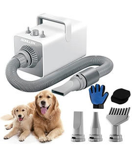 AONLLEN Dog Dryer 3.8HP Anion High Velocity Stepless Adjustable Speed Dog Blower Grooming Dryer,Pet Dog Blow Dryer with Heater,4 Nozzles,and Pet Grooming Glove