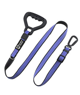 Bulldog Grade Heavy Duty Dog Leash - Adjustable, Strong, Waterproof, with Military Grade Carabiner and Strong Rubber Handle (Panting Purple)