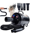 Dog Blow Dryer for Grooming 4.5HP/2800W, Stepless Adjustable Speed High Velocity Dryer for Dogs Blower for Deshedding Professional Heat Quiet 2 Motor Hose Brush Deshedder for Long Haired Bathing Wash