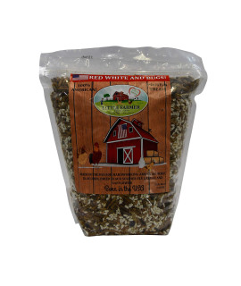 Red White and Bugs! Premium Non-GMO Black Soldier Fly Grubs, Blue Corn, Safflower Mix, Poultry Treat, USA Grown (5LB)
