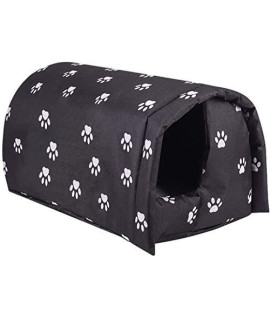YCCCC Outdoor Pet House Oxford Cloth Cat Cave,Waterproof Warm Stray Cats Shelter,Foldable Cat Bed Tent House,pet House for Kitty and Puppy with Sponge Lining.?Black?
