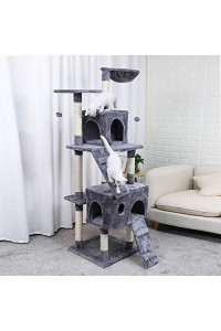 68 Inches Pet Cat Tree Tower Climbing Shelf, Pet Scratching Post Tower, Cat Apartment Game Habitat Cat Tower Condo Toy, Luxury Furniture