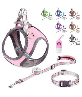 JSXD Small Dog Harness,Puppy Harness,Adjustable Leash and collar Set for Small Dogs,Step-in Dog Harness,3M Reflective Pet Dog Vest for Small Medium Puppy
