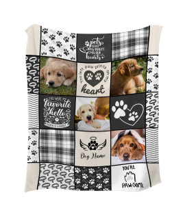 Niwaho Pet Dog Memorial Gifts Personalized - In Loving Memory Of Loss Dog Custom Blanket With Dog Pictures And Name - Dog Sympathy Remembrance Gift For Kids And A Grieving Pet Owner