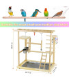 Ibnotuiy Pet Parrot Playstand Parrots Bird Playground Bird Play Stand Wood Perch Gym Playpen Ladder with Feeder Cups Bells for Cockatiel Parakeet (3 Layers)