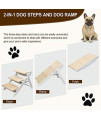 Niubya Wooden Foldable Dog Stairs, Portable 2-in-1 Pet Ramp for Small to Large Dogs and Cats, Nonslip 3-Step Dog Steps for High Beds, Couch and Cars, Up to 110 Pounds