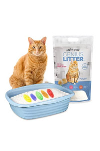 Alpha Paw - Genius Cat Litter, 5-Color Health Indicator, Odor Eliminating, Non-Stick, Lightweight Crystals, Non-Clumping, High Absorption, Unscented, 6 Lbs