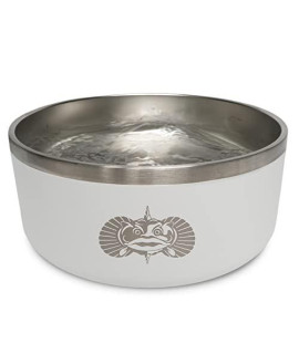 Toadfish Non-Tipping Dog Bowl - Double-Walled Stainless Steel Insulated - Smart-Grip Technology - Includes Cover - Pet Food & Water Dish - White