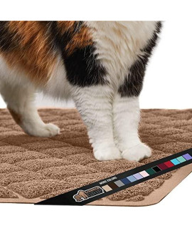 Gorilla Grip Thick Cat Litter Trapping Mat, 40x28, Less Waste, Traps Mess from Box for Cleaner Floors, Stays in Place for Cats, Soft on Kitty Paws, Easy Clean, XL Size, Durable Backing, Latte