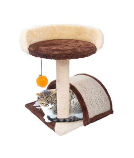ADWIN 19" Sisal Hemp Cat Tree Brown with Hanging Ball for Small Medium and Large Cats and Kittens Climbing Relaxing and Playing Indoor&Outdoor